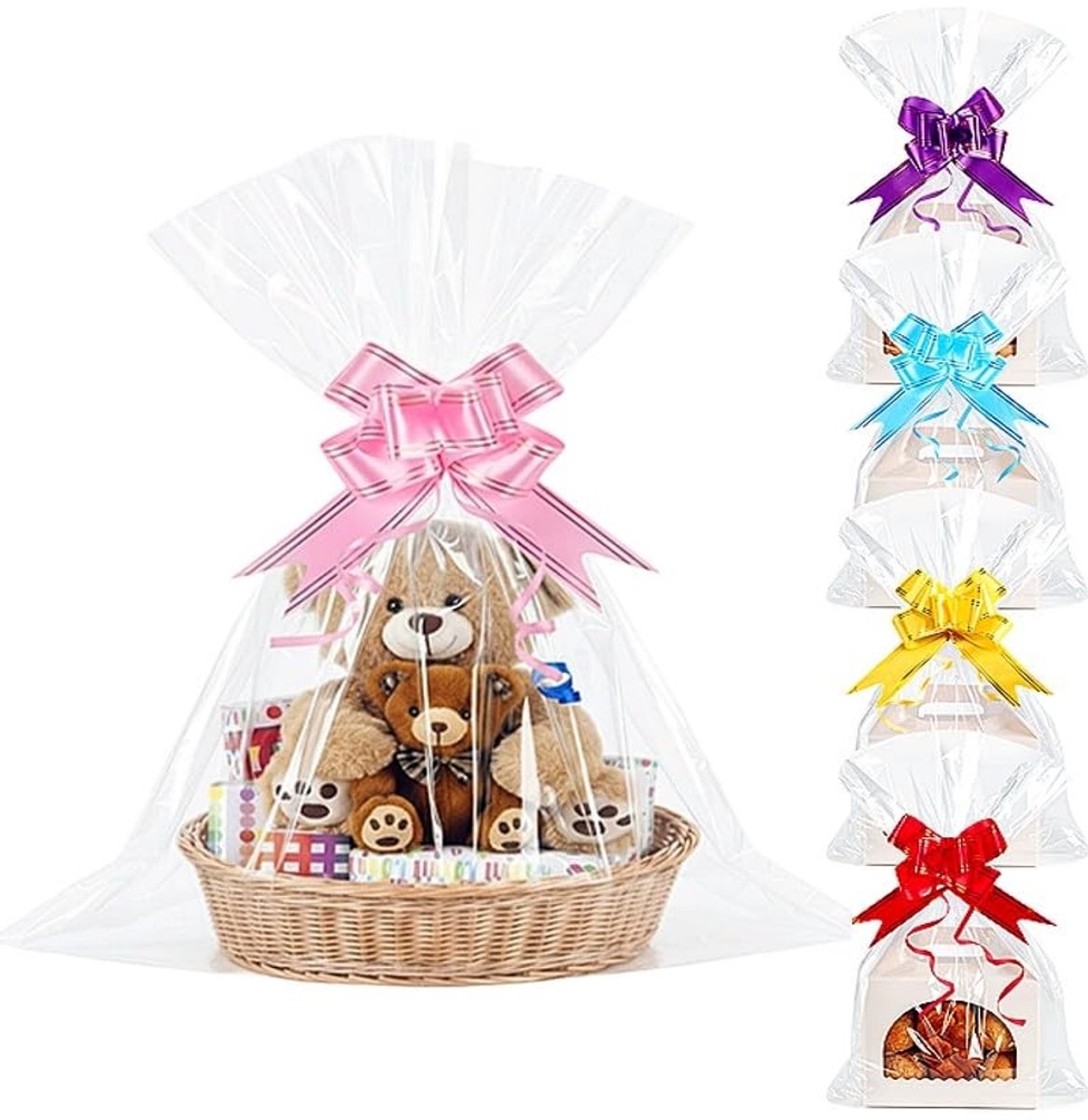 Dailygoods- Cellofaanzakjes 50 x 60 cm - 20 Stuks - Transparante Cadeauverpakking - Trekstrikken - Perfect voor Bloemen en Bruiloften - Veelzijdig en Stijlvol
