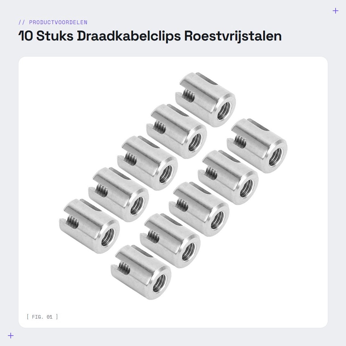 Dailygoods- Kruiskabelklem Set van 10 Stuks - Draadkabelclips - Roestvrij Staal - Draadrailklem - Bevestiging voor Binnen/Buiten - Stevige Bevestiging - Draadklem