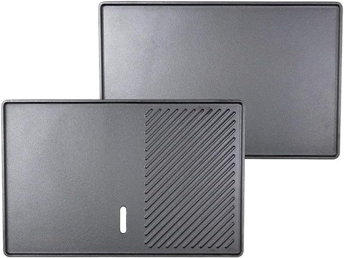 Grillplaat Gietijzer - Omkeerbaar Plaat - Buiten Koken - Dubbelzijdig Gebruik - 50 x 32 cm - Zwart