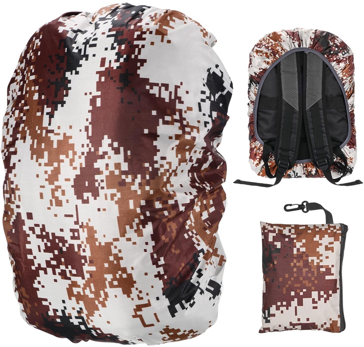 Dailygoods - M METERXITY Waterdichte rugzak regenhoes, 30L-40L waterdichte rugzakhoes, tas regenhoes met draagtas voor wandelen/fietsen/kamperen/outdoor reizen [woestijn camouflage]