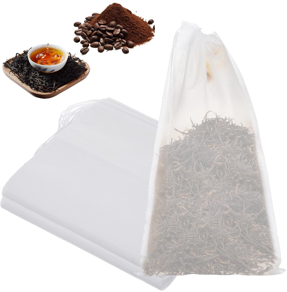 30 stuks 25 x 15 cm kruidenzakjes om koken vliesstof herbruikbare kruidenzeef voor koken specerijen thee