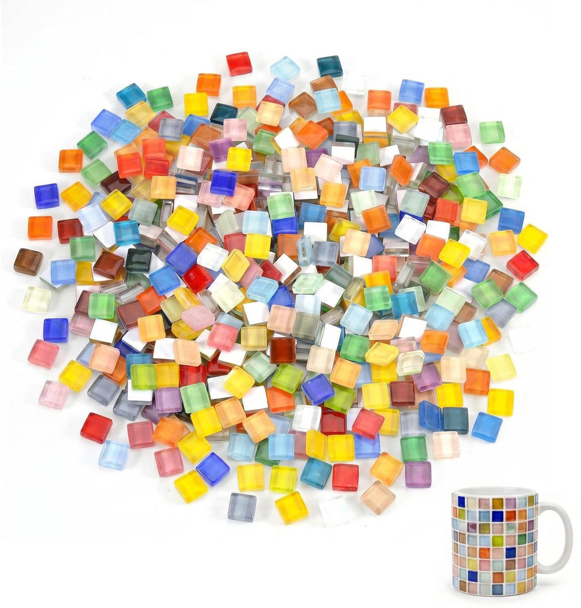 425 g/430 stuks glasmozaïektegels kunst en ambachten, verschillende kleuren glazen mozaïektegels voor ambachten, bulk voor doe-het-zelf knutselkunst, woondecoraties