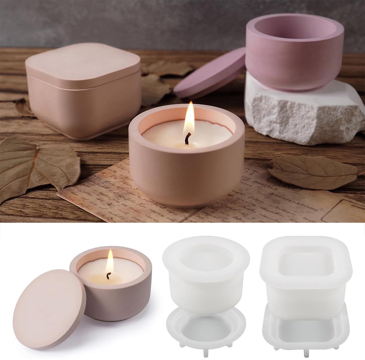 Dailygoods- Siliconenvorm 4 stuks - Gietvormen voor kaarsenhouder - DIY Kaarsvormen - Siliconen mallen - Hoogwaardig siliconenmateriaal - Duurzaam en herbruikbaar - Gietvorm