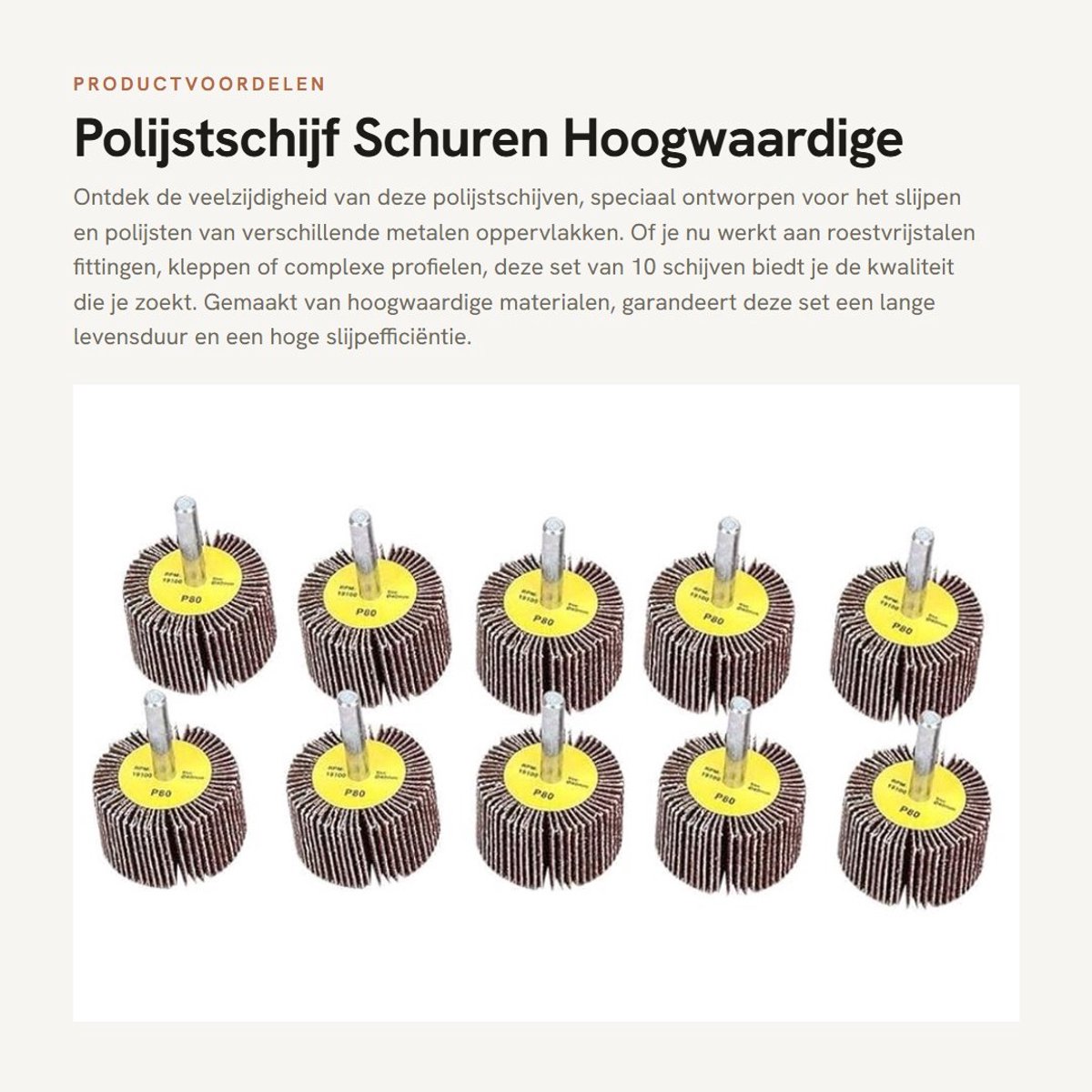 Dailygoods- Polijstschijf 10st - Schurende Doek - 80 Grit - 40x25mm - 6mm Schacht - Hoge Slijpefficiëntie - Schuurdisc