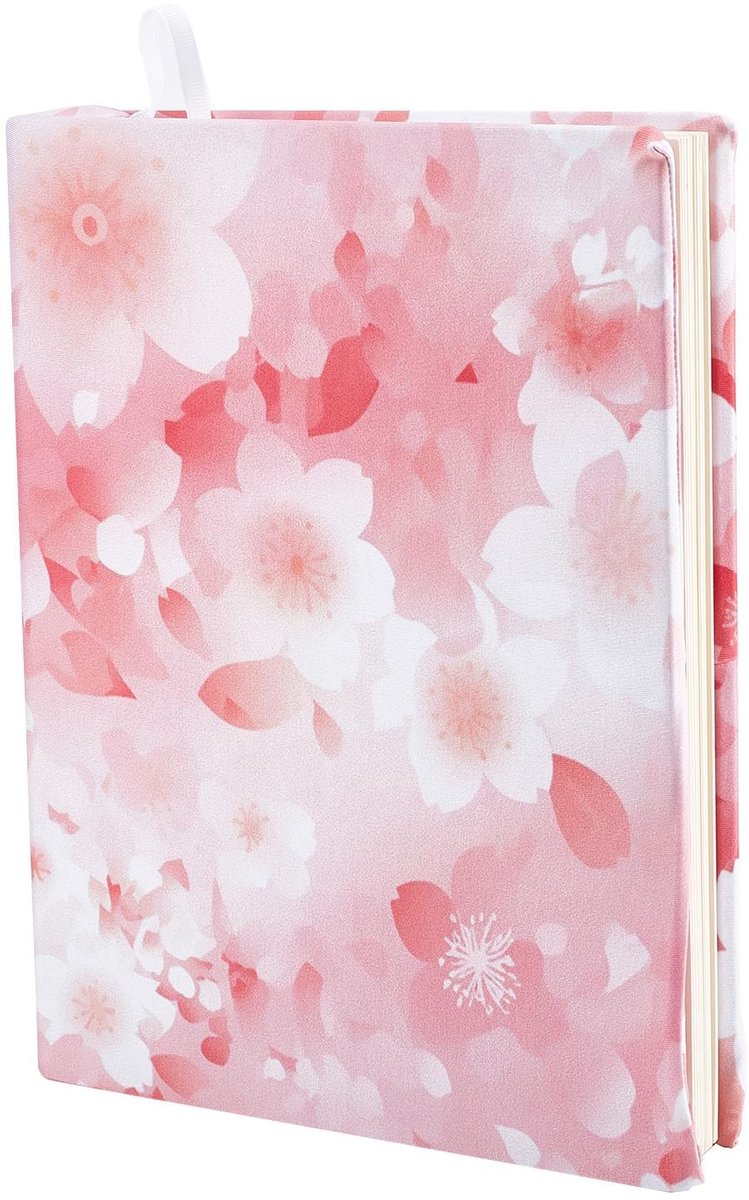 Dailygoods- Boekomslag Elastisch - Boekhoes - Rekbare Boekbescherming - Wasbare Hoes - Geschikt voor Hardcover 23 x 28 cm - Roze Kersenbloesem