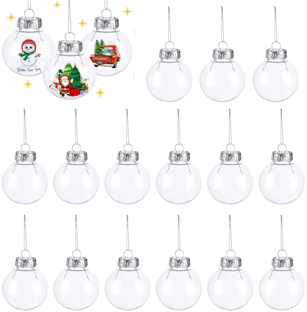 Dailygoods- Kerstballen 15 stuks - Vulbare Ornamenten - Transparant - Kunststof - Decoratie voor Kerstboom - 6 cm Ø - Decoratieballen