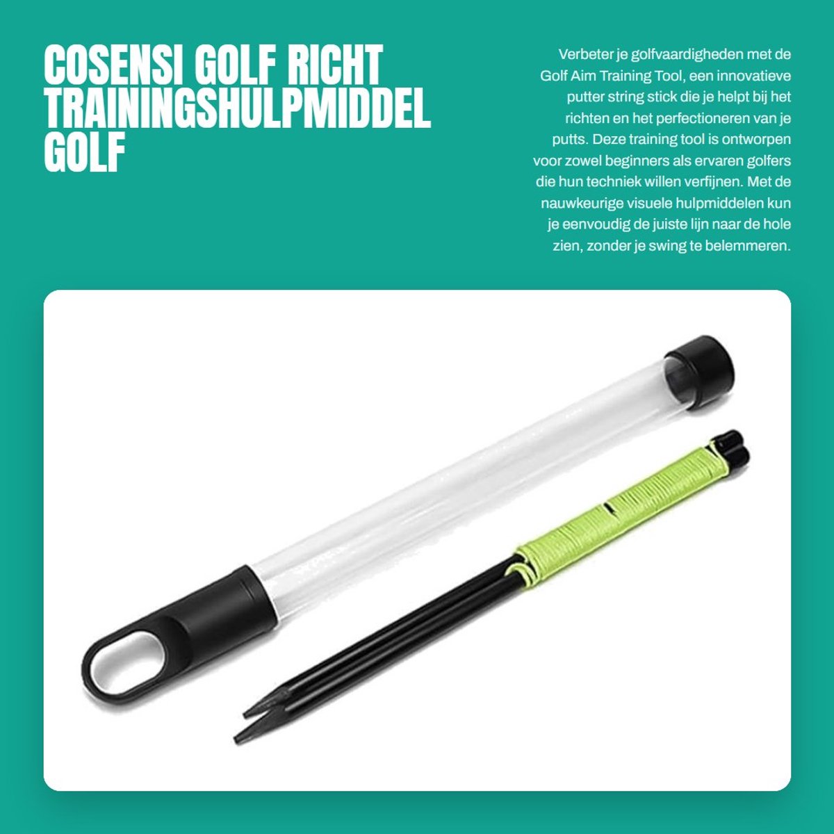 Dailygoods- Golfputter Hoge Precisie - Golftrainingsmateriaal - Golf Richtlijn - Visueel Hulpmiddel - Stabiel en Eenvoudig te Bedienen - Glasvezelstaaf 24 cm - Golftraining