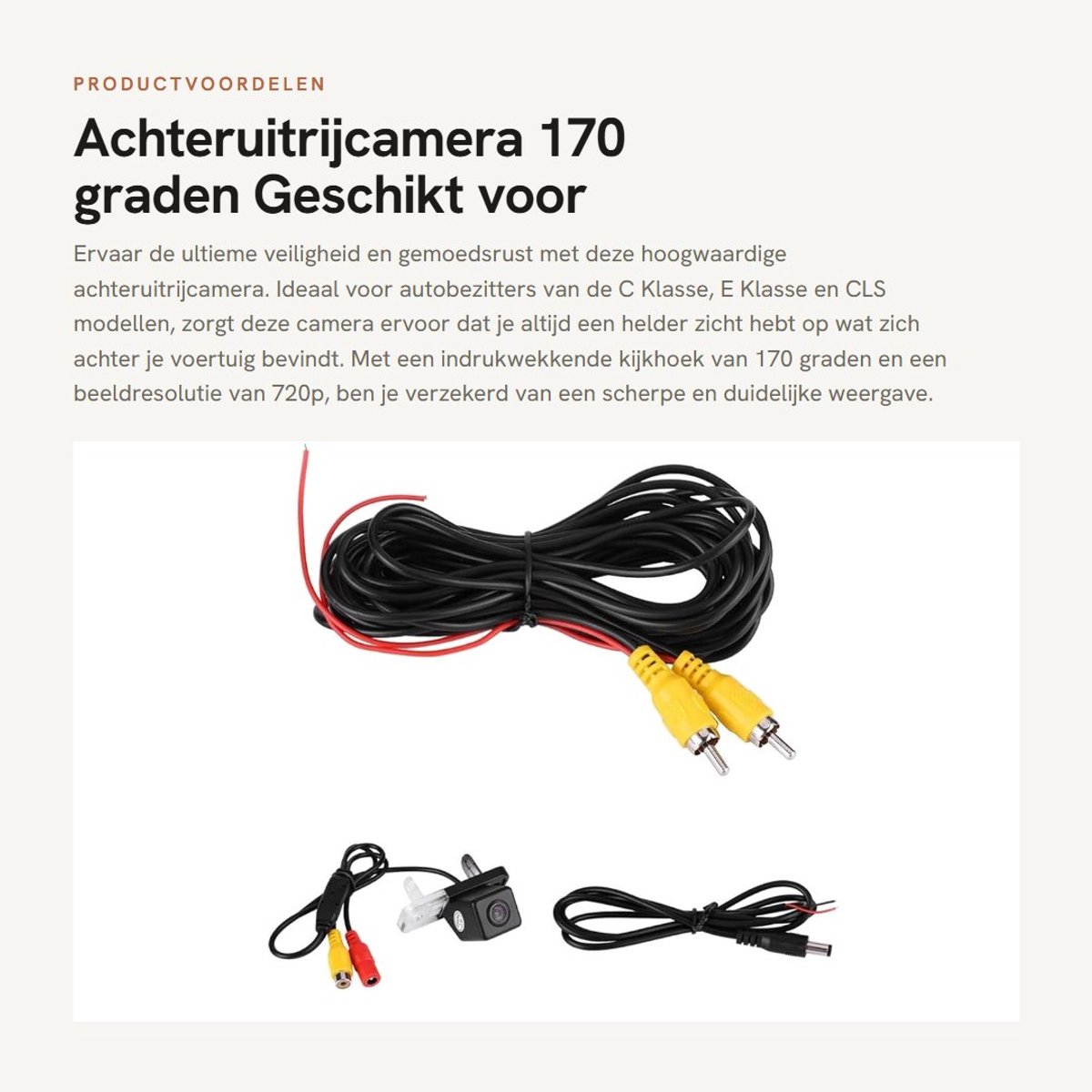 Dailygoods- Achteruitrijcamera 170 graden - Autoparcamera - Geschikt voor C-klasse/E-klasse/CLS-klasse - IP67 - 720x540 pixels - 6 meter videokabel - Parkeercamera