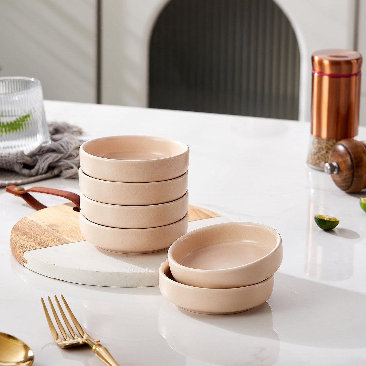 Keramische sojasoosschaal, 9 cm dipping-schalen, set van 6, kleine voorgerechten, pinch di