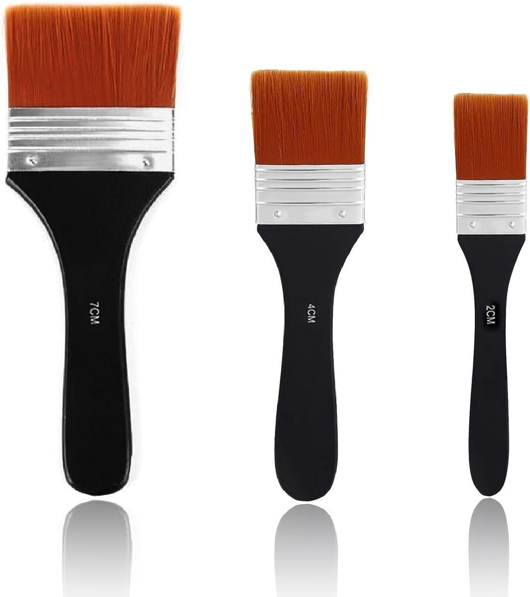 acrylverf, 3 stuks penselen voor acrylkwasten, platte kwasten, gereedschapsset, kunstenaarskwaliteit, platte borstels, nylon kwast, premium lazuurkwast voor olieverfschilderij en