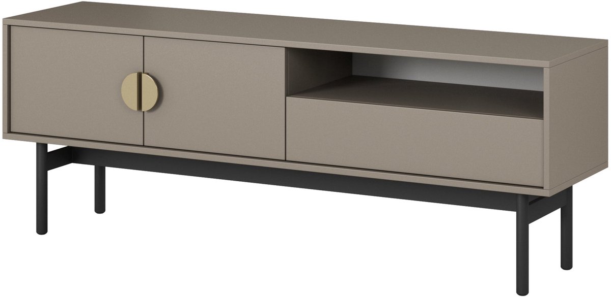 Selsey Stoon II – TV-meubel met 1 lade en 1 open vak - Steengrijs - 154 cm