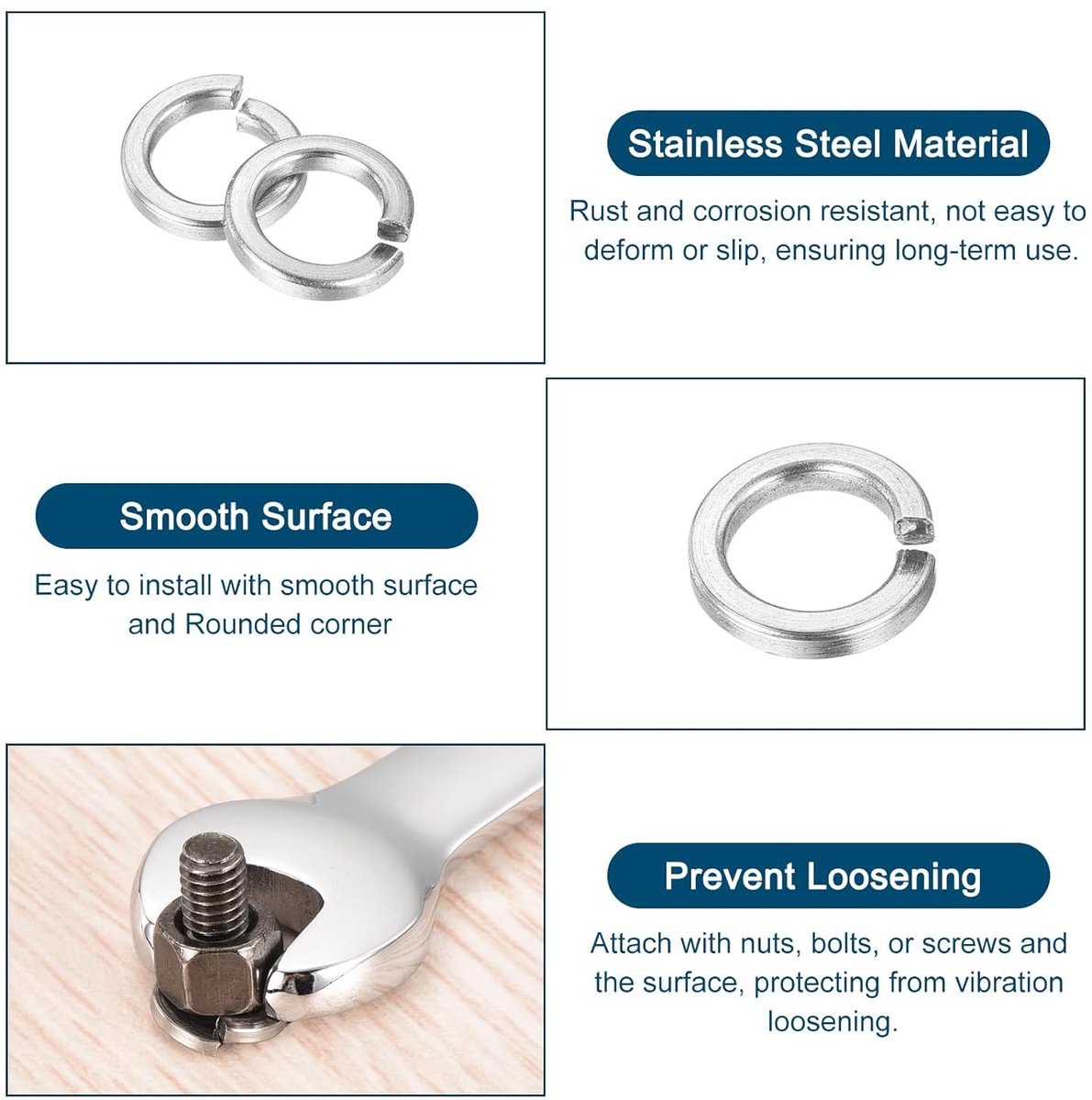 M6 veerring, 20 stuks, 304 roestvrij staal, borgring, metalen veerring voor schroeven en machines