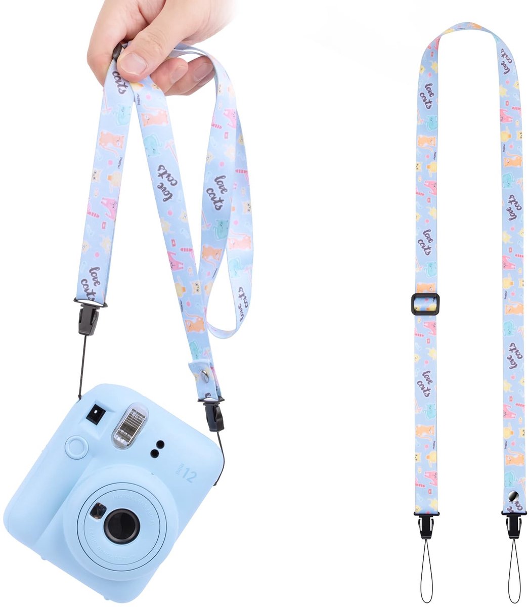 Dailygoods - VOVMOEYA Kindercamerariem, Kindercamera Draagriem, Leuke riem voor kindercamera Compatibel met Fujifilm Instax Mini 12/11/9/8/7+ Polaroid Camerariem - Blauw