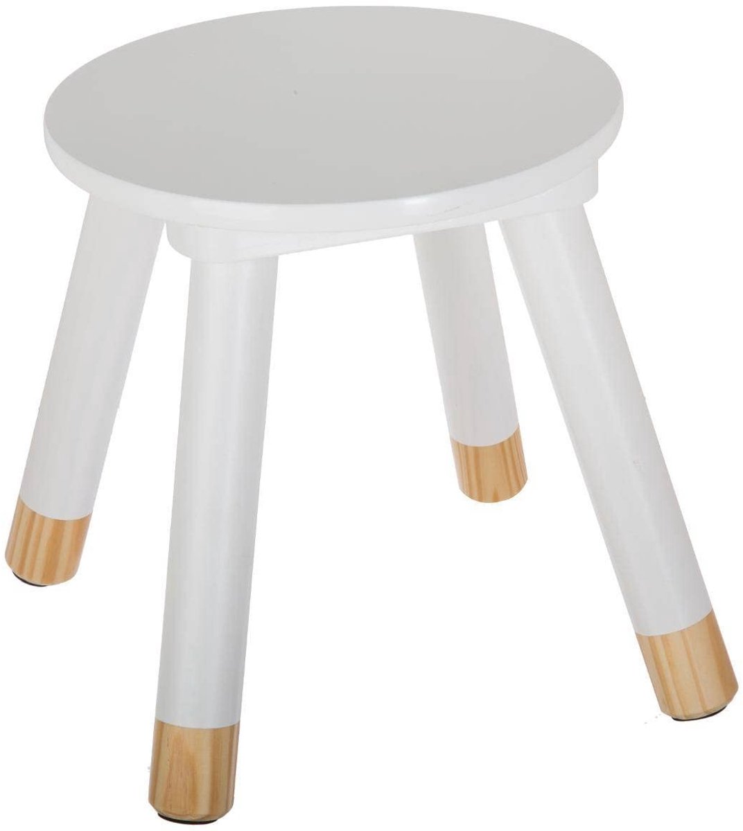 Dailygoods- Kinderkrukje Wit - Houten Kruk - Kinderstoel - Veiligheidsontwerp - Voor Kindertafel - Geschikt voor Kinderen - Kindertafelstoel
