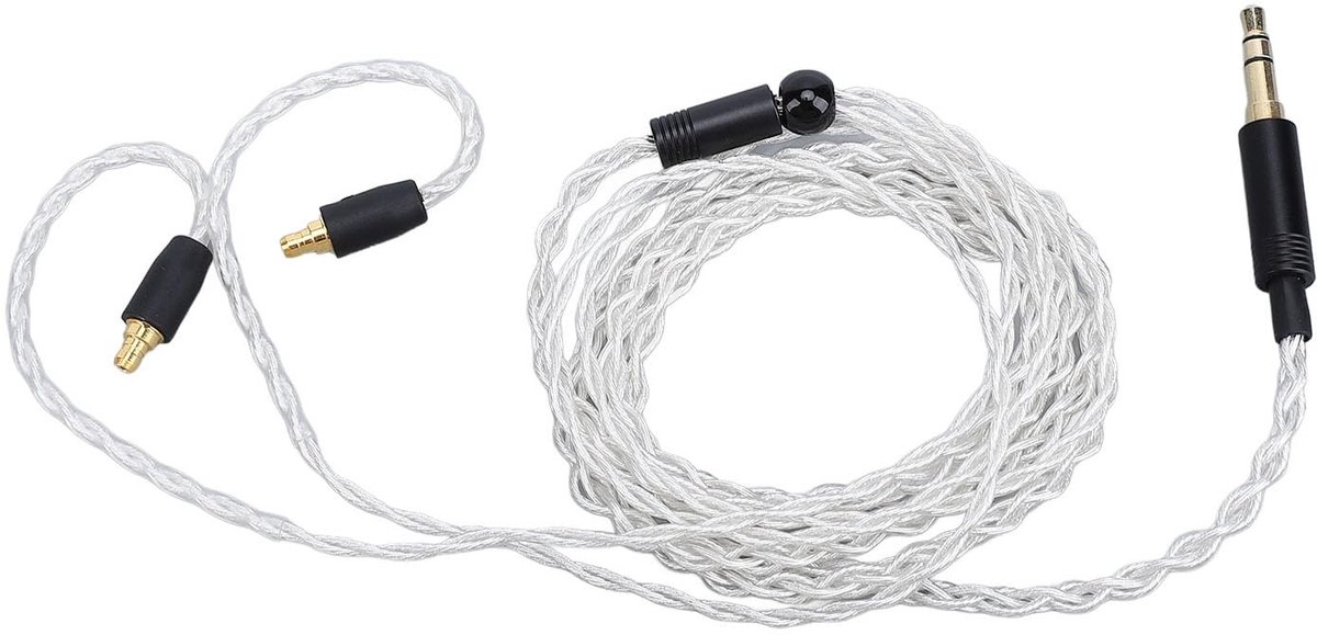 Dailygoods- Hoofdtelefoonkabel Verliesvrije Geluidskwaliteit - Oortelefoonkabel - 3,5 Mm Stekker - 1,2 M Lengte - Verzilverde Koper - Plug and Play
