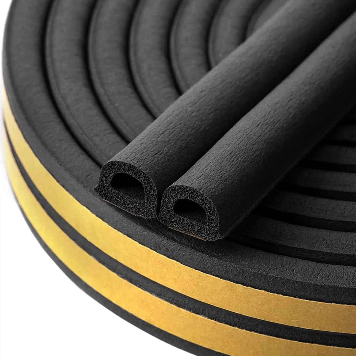 weerstrippen type D Tochtstrip tape voor deur raam zelfklevende 20 m zwart | Tochtstrip van botsbeschermend schuimrubber voor deur- en raamkieren, 9 mm x 6 mm x 3 meter 2 stuks met totaal 6 meter