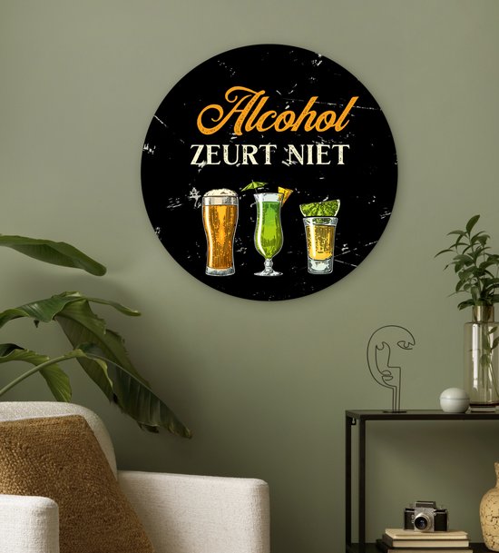 WallCircle® Wandcirkel 60x60 cm - Muurcirkel Alcohol - Drank - Glazen - Muurdecoratie woonkamer - Wanddecoratie slaapkamer - Kamer decoratie accessoires - Ronde schilderijen - Cadeau voor vrouw - Cadeau voor man