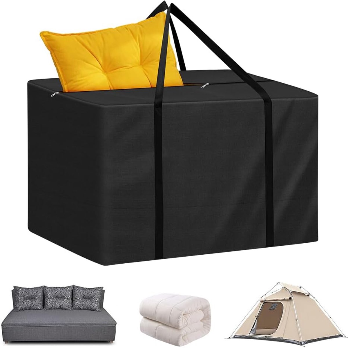 Tuinmeubelkussen opbergtas, 80 x 80 x 60 cm waterdichte anti-UV zwaar belastbare scheurbestendige Oxford-stof kerstboom opbergtas, outdoor tuin patio kussenhoes zakken met handvat en rits