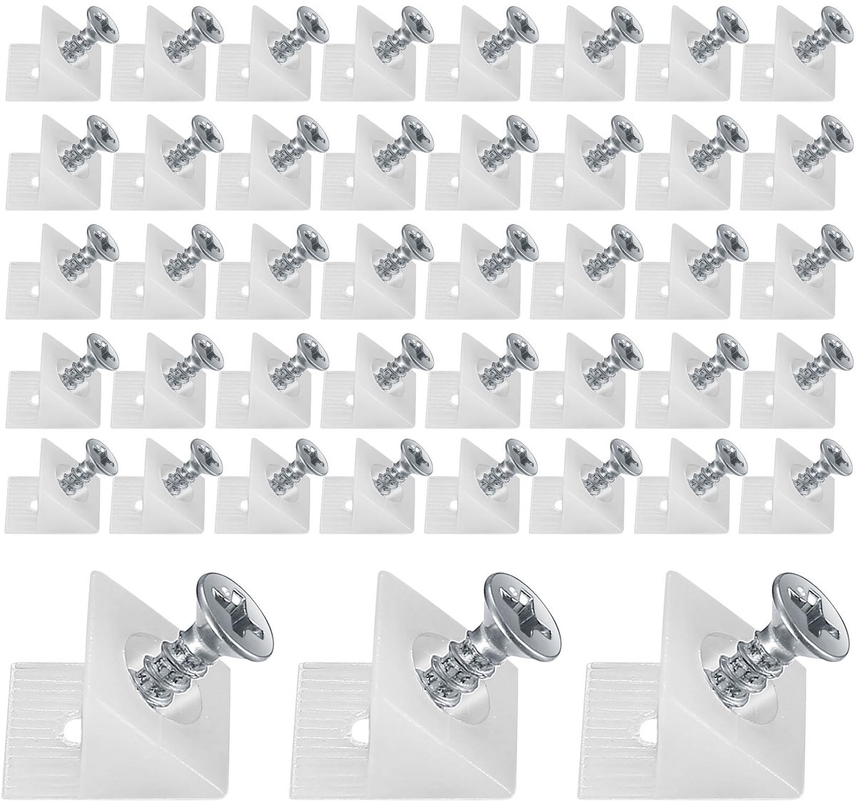 120 Stuks Achterwandverbinders, Lade Wiggen, Doorhangende Ladenbodems, Kastachterwand, Kunststof Achterwandbeugels met Schroeven - Wit (120)