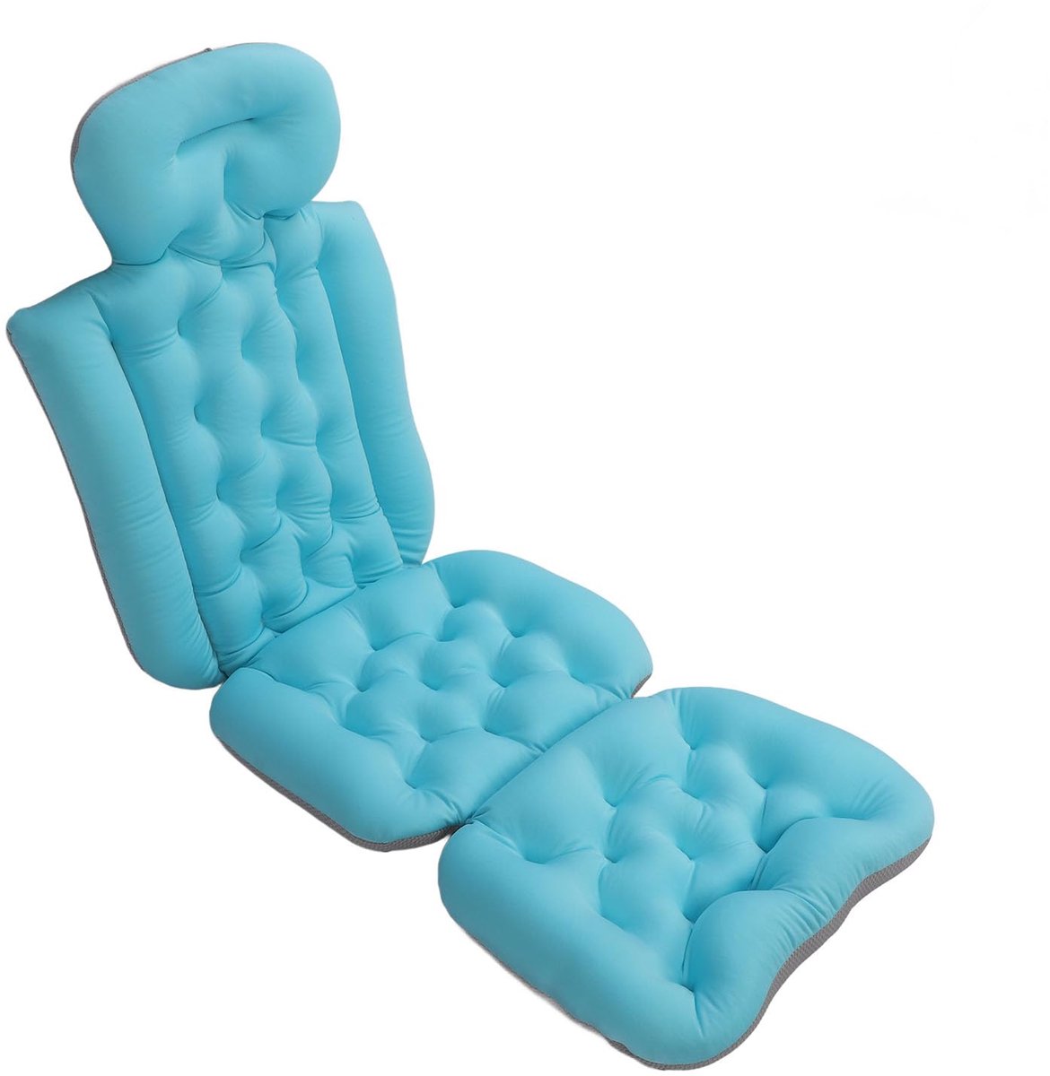 Badkussen voor Het Hele Lichaam, Ergonomisch Ontwerp, Antislip Basisbadkuipkussen, Sandwichgaas Polystyreendeeltjes voor Volwassenen (BLUE)