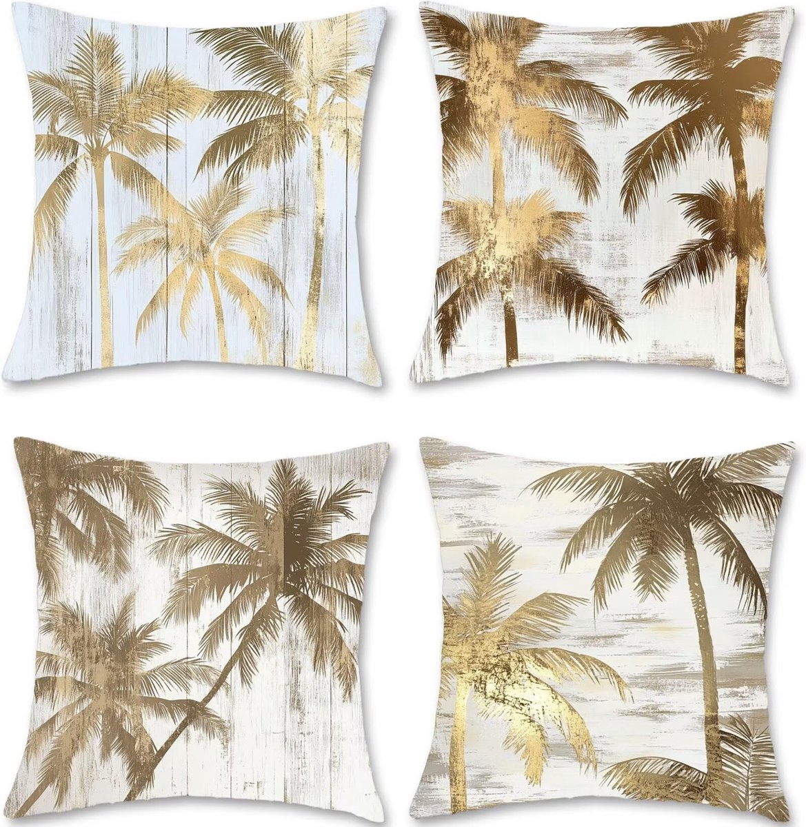 Bankkussen, voor buiten, waterdicht, linnen, boom, kussenovertrek, set van 4 decoratieve kussens met verborgen ritssluiting, voor bank, woonkamer, thuis, decoratie, S1