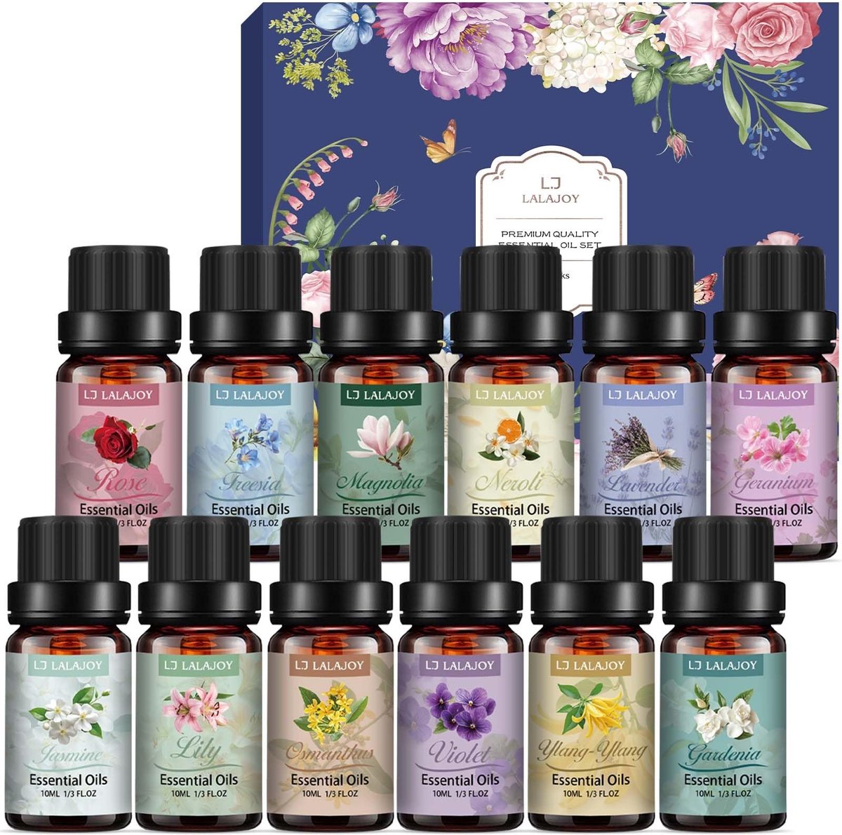 Dailygoods- Etherische Oliën Set 12 x 10 ml - Geurolie voor Aromadiffuser - Natuurlijke Aromatherapie - Cadeauset voor Kaarsen - Luchtbevochtiger - Spa - Geuroliën