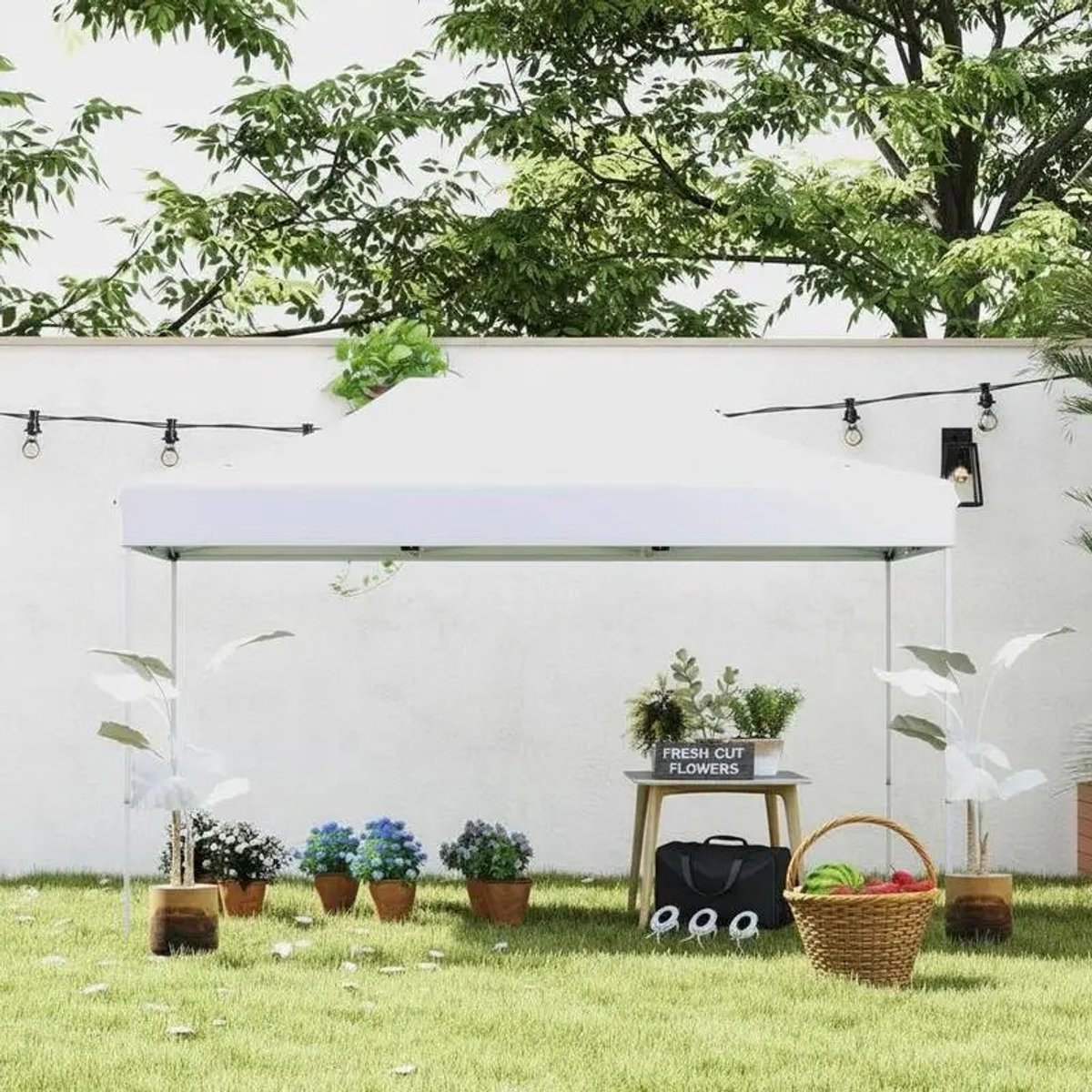 Dailygoods 3 x 4,5 m opvouwbaar tuinpaviljoen met rolkoffer & 4 touwen, hoogteverstelbaar, wit - AliExpress 15