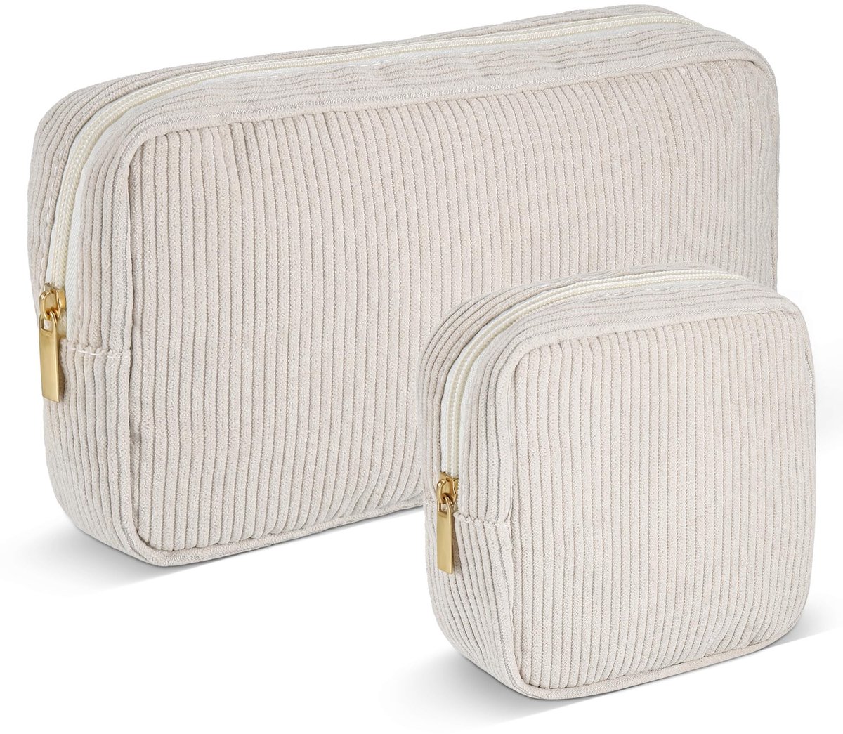 Dailygoods- Make-uptas Draagbaar - Corduroy - 2 Stuks - Compartimenten - Duurzaam - Verbeterde Ritssluiting - Toilettas