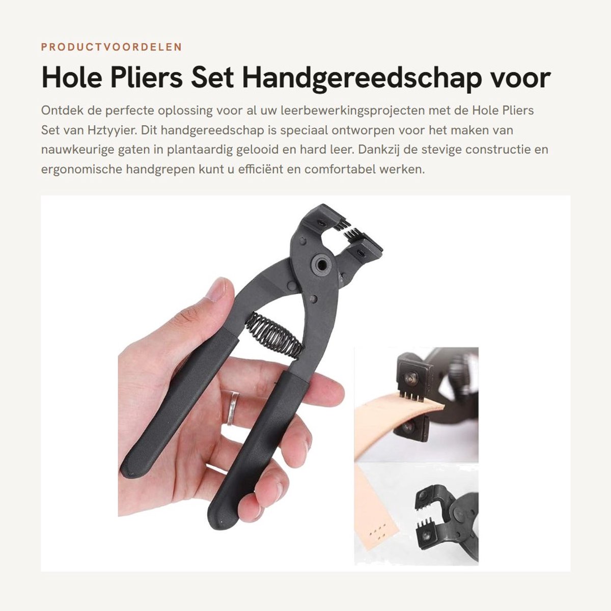Dailygoods- Lederenpons Handgereedschap - 4-Fork - Antislip Handvat - Carbon Staal - Geschikt voor Hard Leer - Stil Werkend - Leerpunt