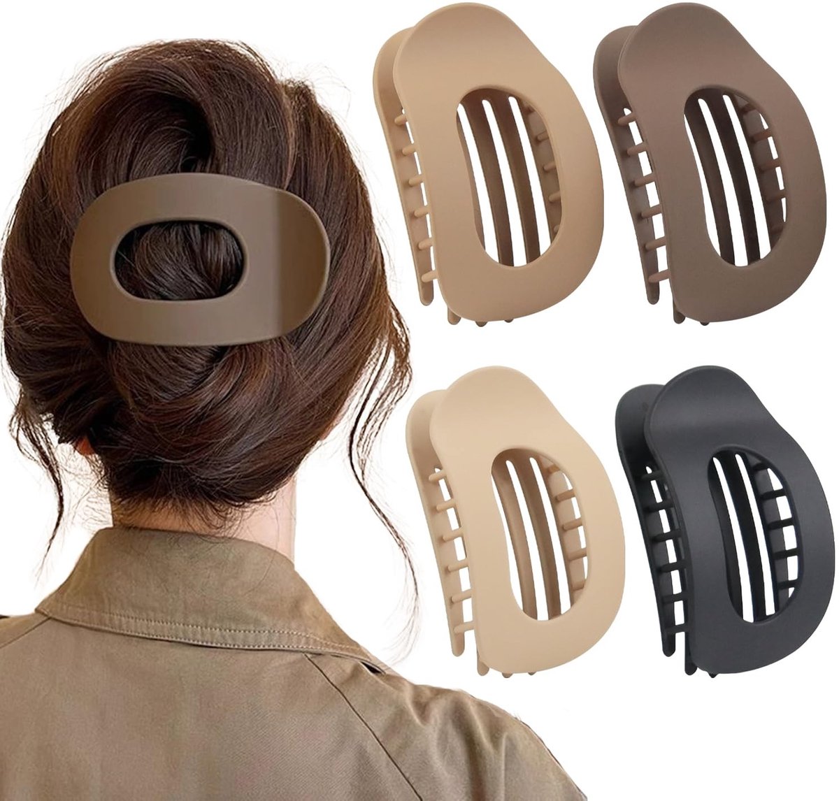 Dailygoods- Haarclips Platte - 4 Stuks - Eendensnavel - Grote Haarclip - Sterke Grip - Lichtgewicht - Duurzaam Materiaal - Haarklemmen