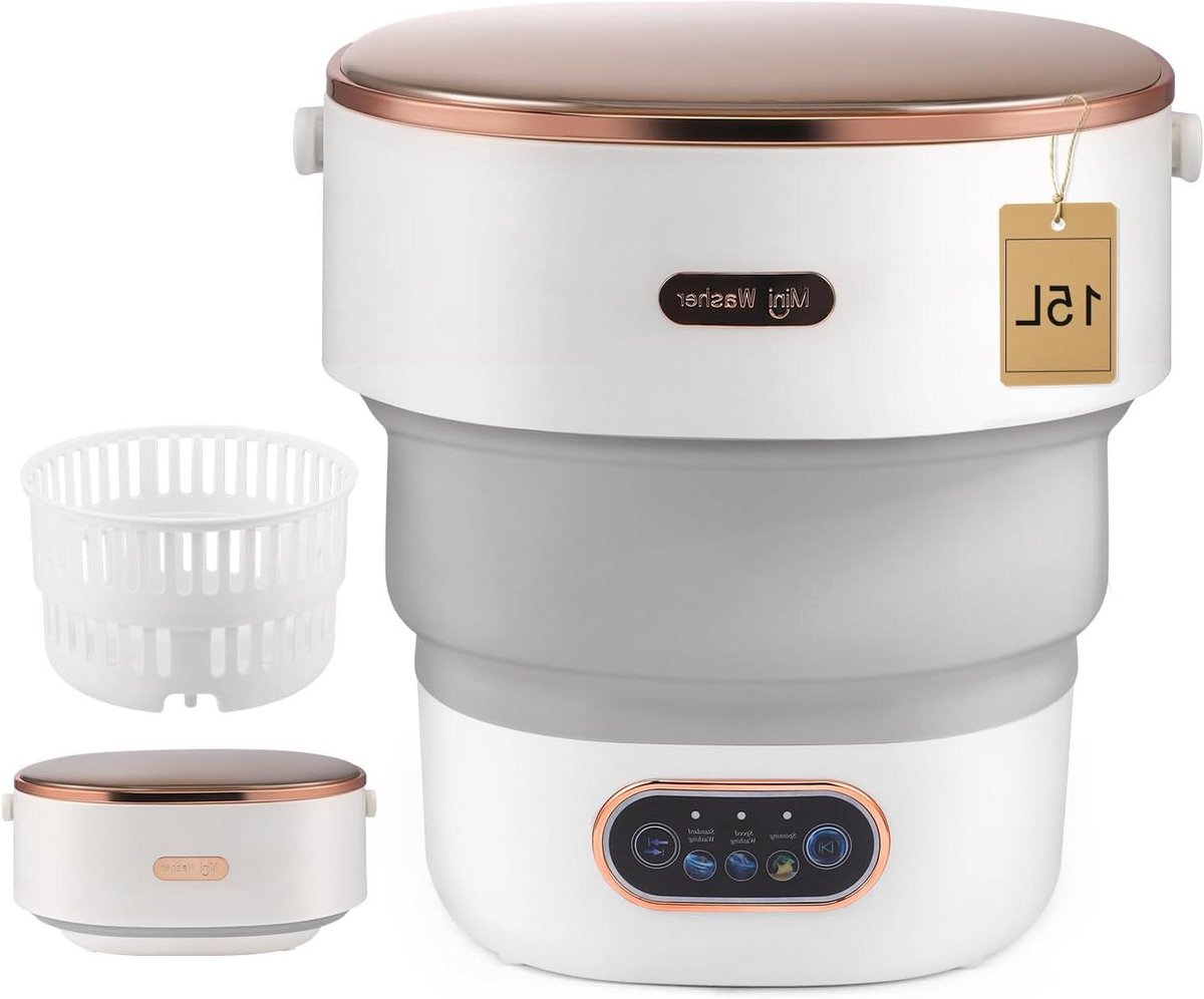 Draagbare Mini-wasmachine - Opvouwbare Wasmachine - Klein Wasgoed Wassen - Met Centrifuge - 15 Liter - Grijs