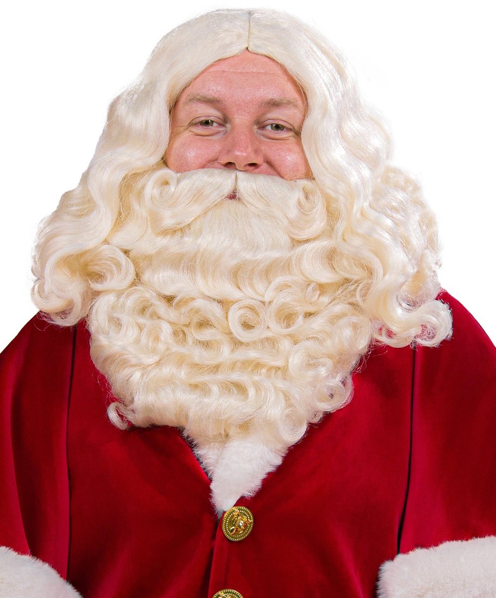 Kerstman baard en pruik ecru
