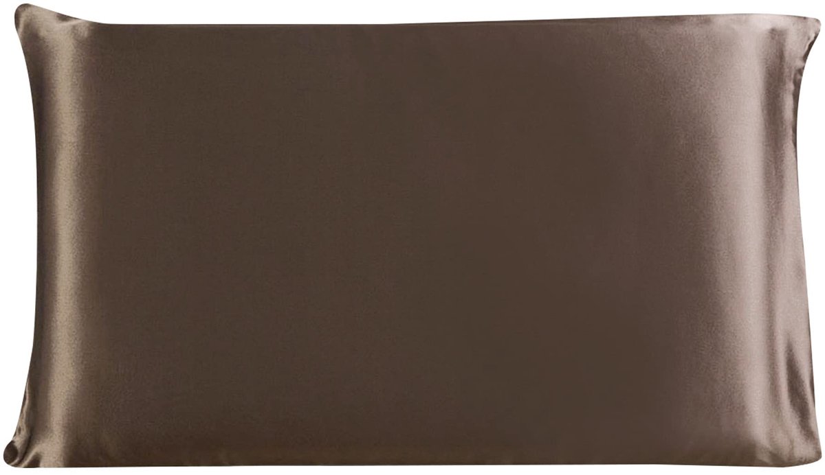 sourcingmap Piccocasa 100% natuurlijke moerbei zijde stof kussensloop cover kussensloop beschermer koningin maat 19 Momme beide zijden rits sluiting 400 draad tellen Toddler/Travel Size Coffee Color