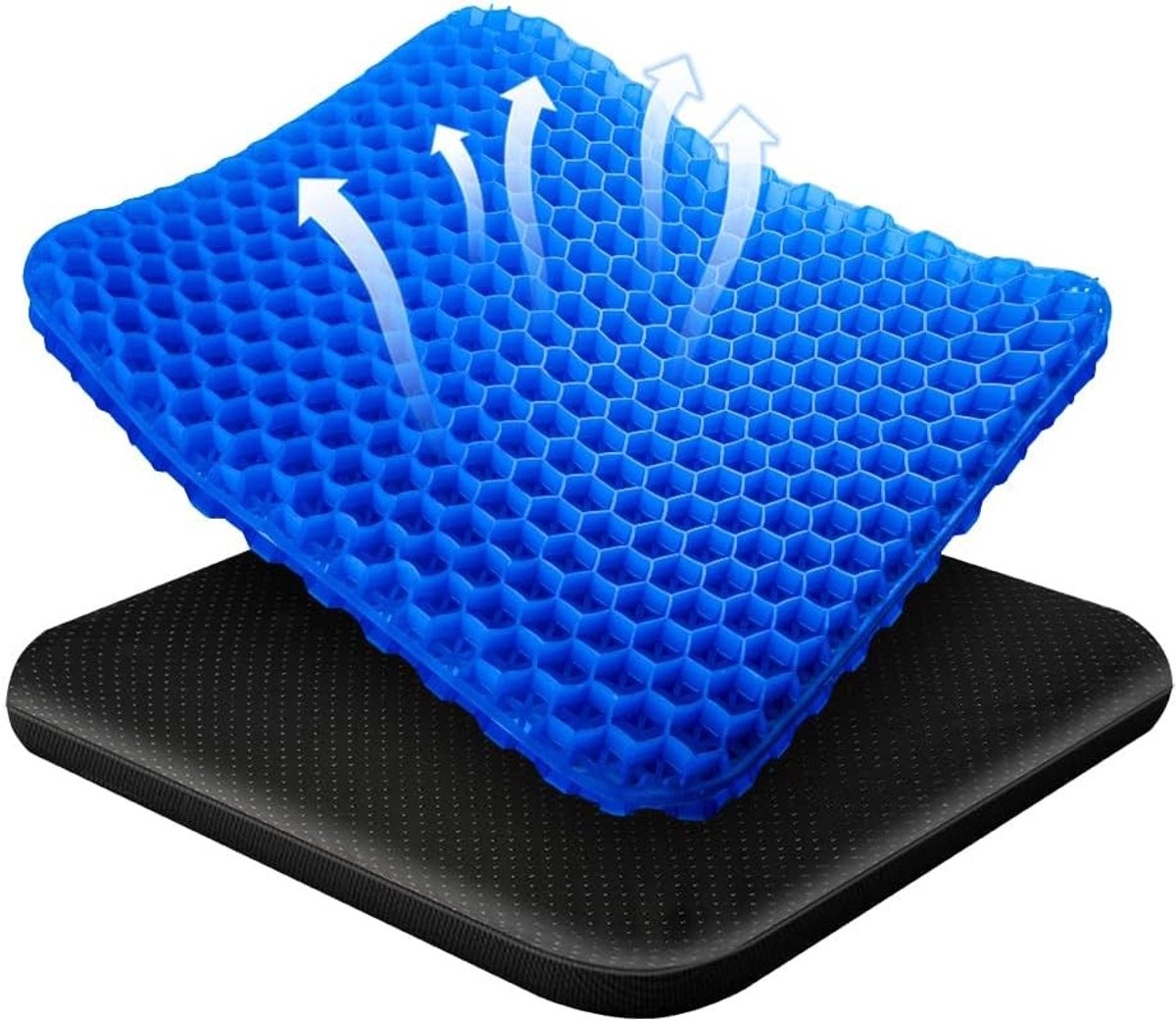 Orthopedisch Gel Zitkussen met Honingraatontwerp, Dubbel Dikte en Ergonomische Steun voor Kantoor en Auto, Coccyx Kussen met Wasbare Stoffen Hoes