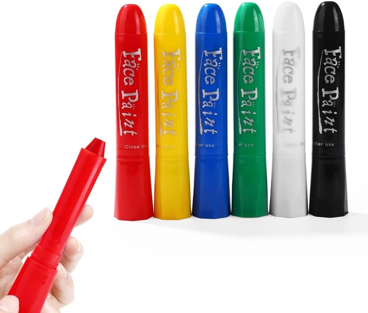 6 Afwasbare make-upstiften voor kinderen, veilig en niet giftig, ideaal voor feestjes, Halloween en creatieve activiteiten (6 kleuren)