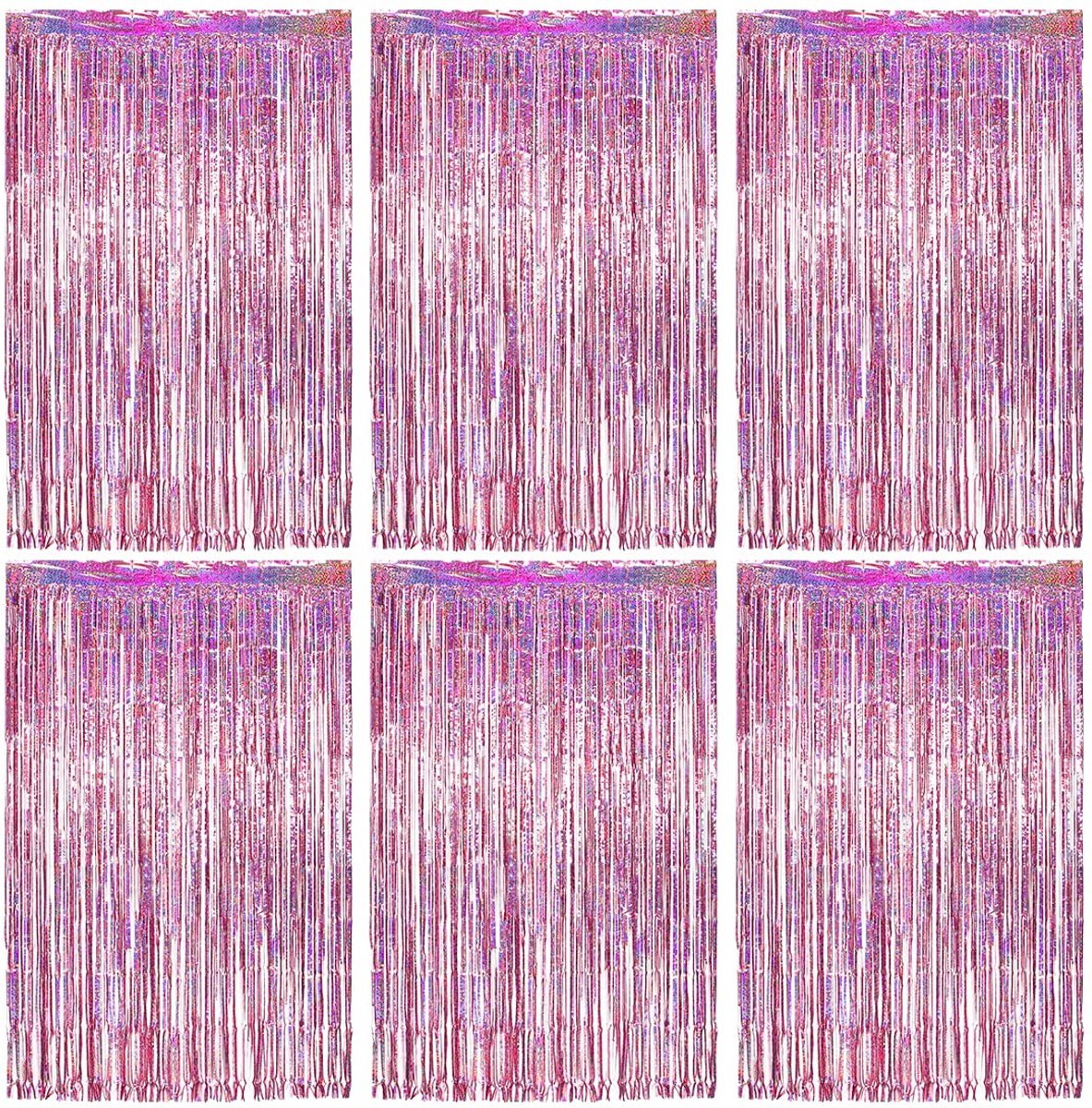 Gordijn, verjaardag, laserfeest, roze, glanzende gordijnen van aluminium, tinsel, achtergrond, raamdecoratie, muur voor verjaardag, feest (1 m x 2 m)