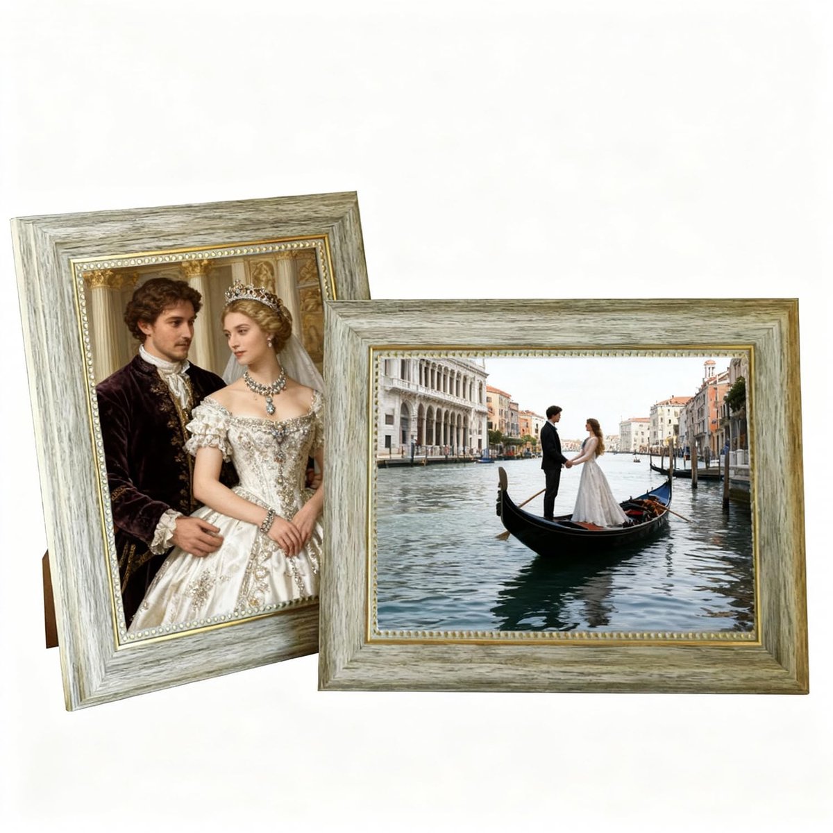 Fotolijsten, antieke stijl 15 x 7 inch fotolijsten set voor tafelblad en wandmontage, noodlijdende hars fotolijsten, rustiek woondecoratie cadeau voor familie, dierbaren