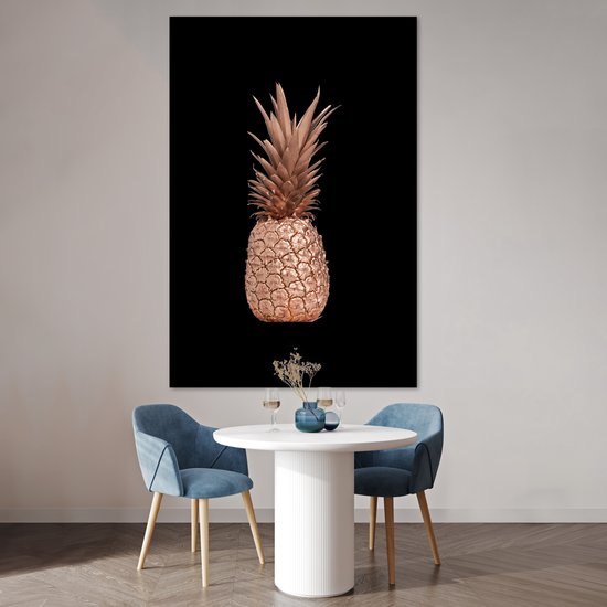 Poster 120x180 cm - Ananas - Rosé goud - Zwart - Posters - Kamer decoratie - Wanddecoratie woonkamer - Muurdecoratie slaapkamer XXL