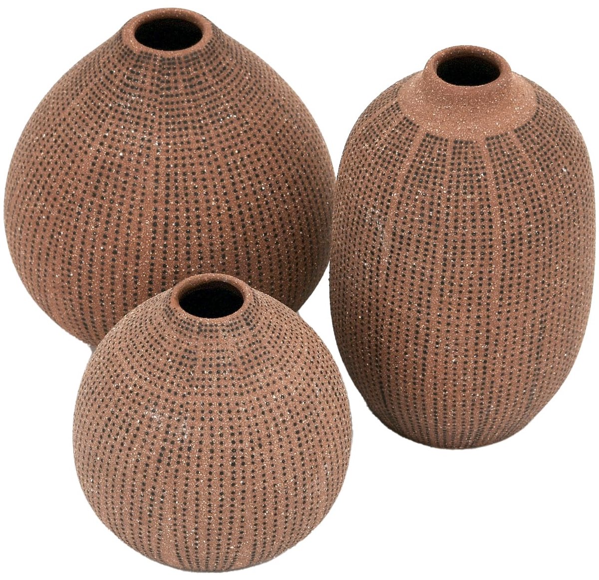 Co-Op Decoratieve getextureerde aardewerk vazen, set van 3, blush