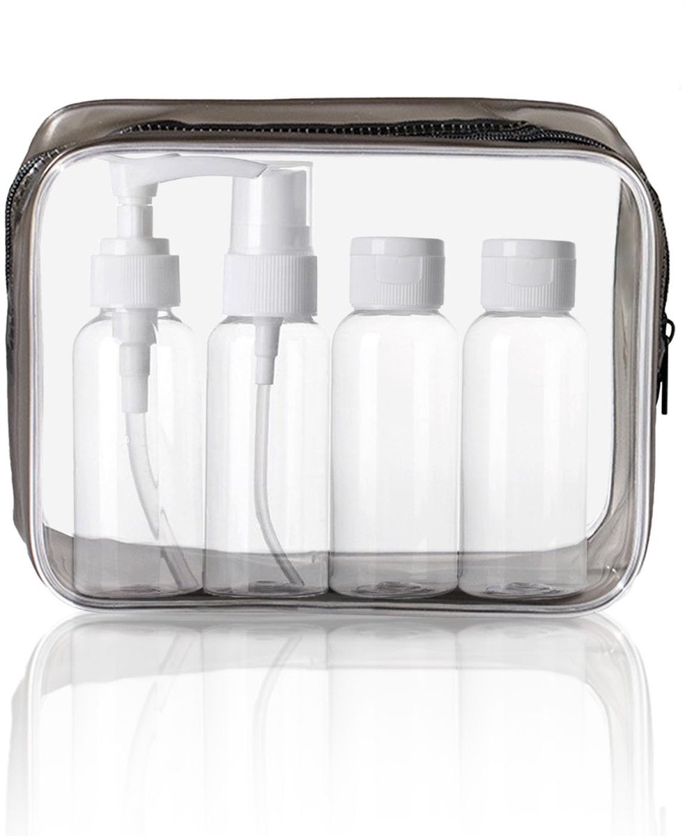 Toilettas Transparante reisflessen om te vullen Lege reisflessenset met toilettas voor vloeistoffen Lekvrij reisset Flessen voor cosmetica Vliegtuig, mode