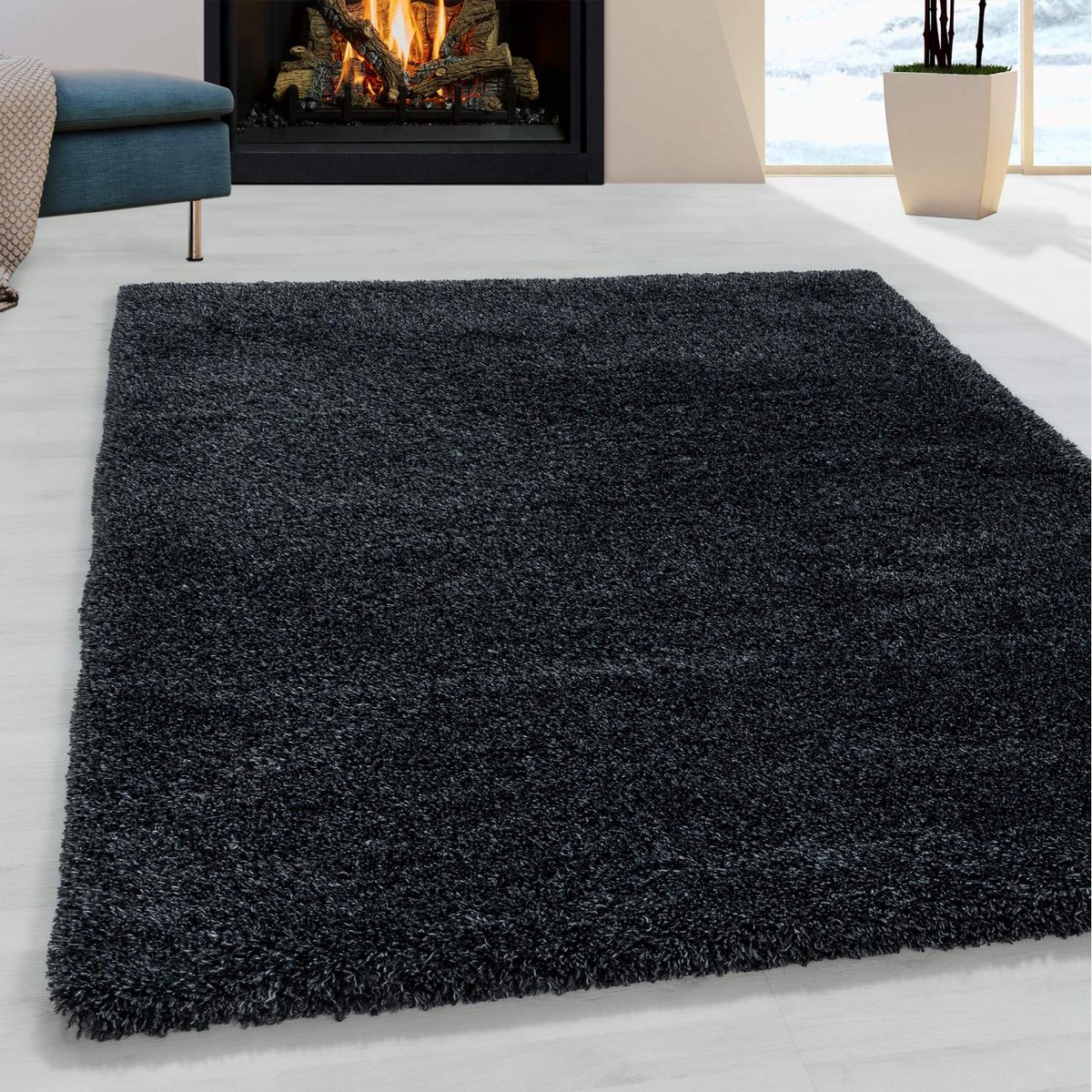 Vloerkleed Fluffy Antraciet 60 x 110