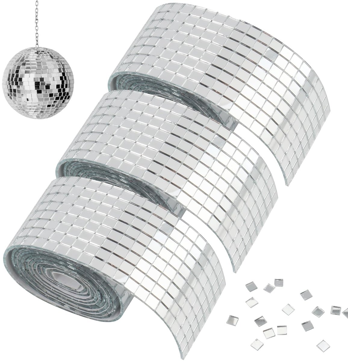 Spiegelmozaïektegels discobal, 5x5 mm mini-spiegelmozaïektegels 4800 stuks zelfklevende mini-spiegels, zelfklevende mozaïektegels, mini-spiegelmozaïeksteentjes voor doe-het-zelf-decoratie
