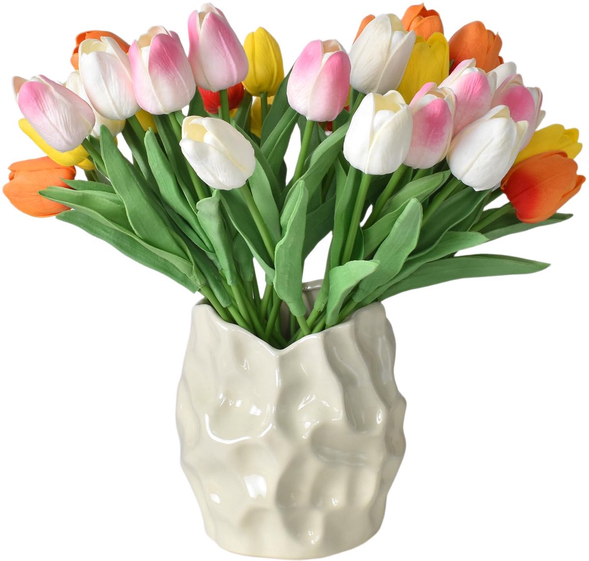Vaas voor verse of droge bloemen, minimalistische decoratie voor thuis, kantoor of cadeau, 1 stuk, 11 x 15 cm, crèmekleurig