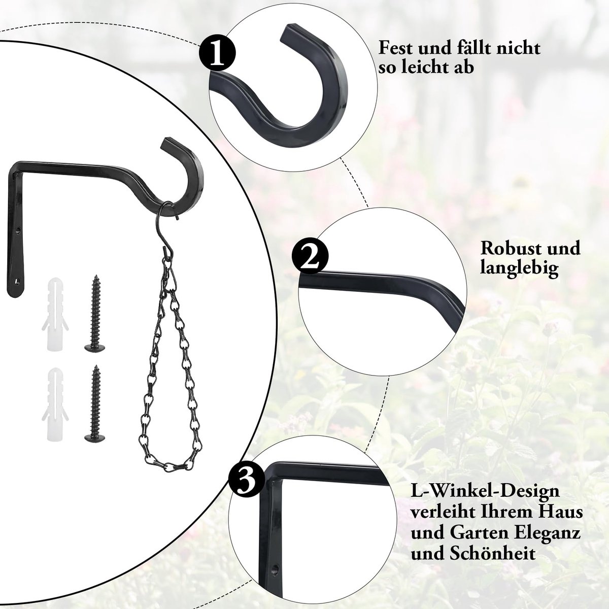 Set van 2 wandhaken 14,5 cm voor bloemenophanging, hangplantenstandaard, plantenstandaard, wandhaken voor planten, lantaarnhaken