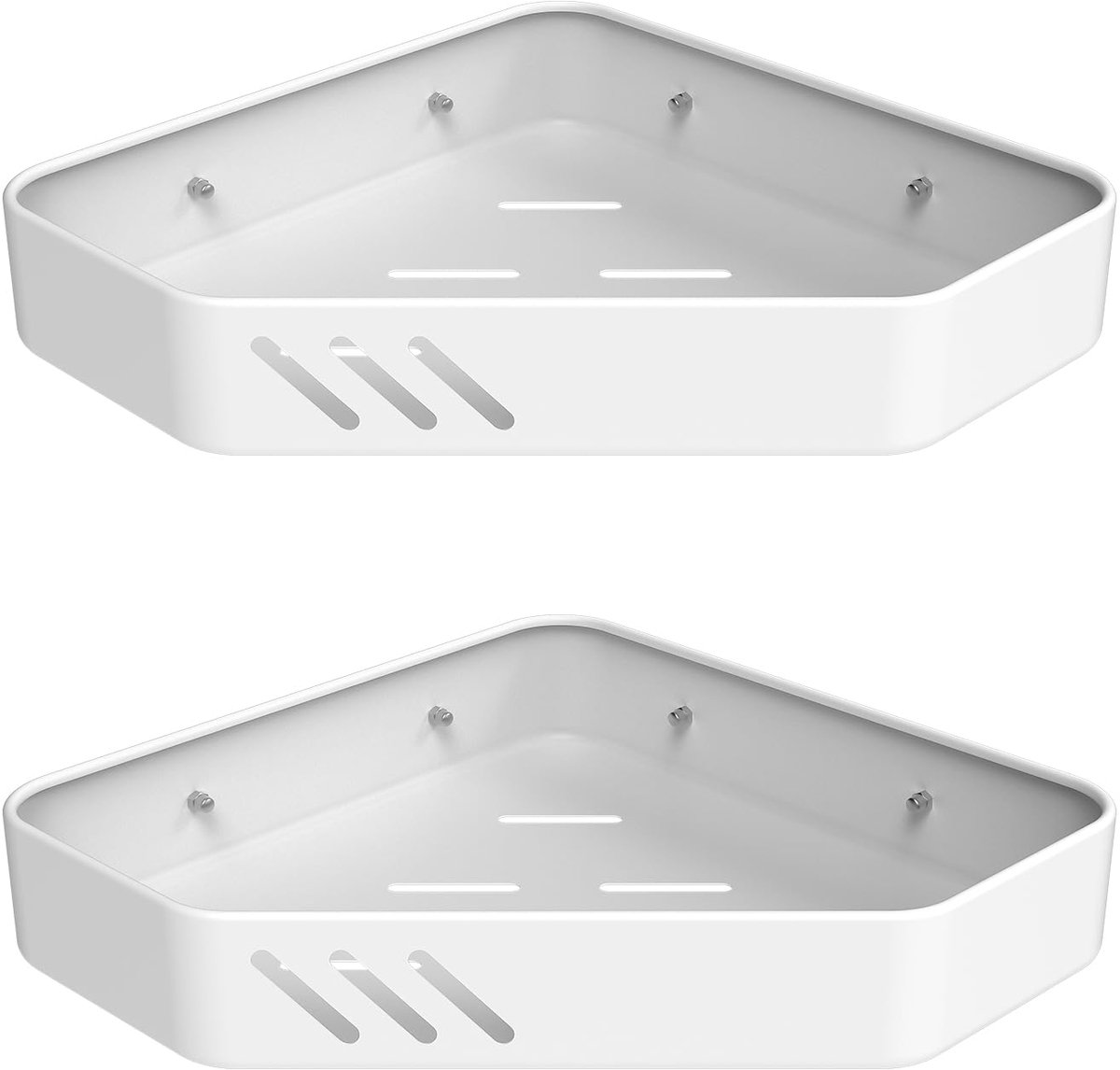 M34034W Doucheplank zonder boren, hoekrek voor shampoos, douchegels, wandmontage, 2 stuks, wit