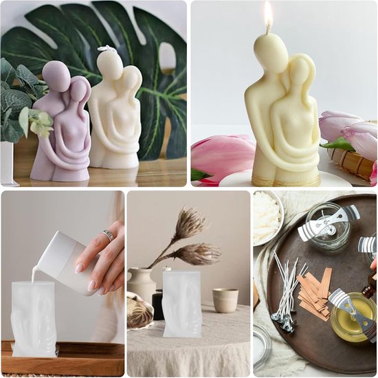 3D lichaam kaarsvorm, omhelzing siliconenvormen, paar omhelzing 3D kaarsvorm, lichaam kaarsvormen handgemaakt, kaarsgietvorm voor gepersonaliseerd knutselen, handwerk ornamenten geurkaars thuisdecor — afbeelding 4