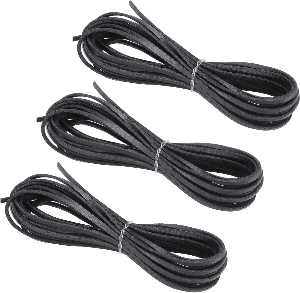 Kunstsuède lederen koord, 3 rollen 3 mm x 5,5 meter platte synthetische lederen strips voor ketting armband sieraden kralen doe-het-zelf ambachten, donkergrijs (totaal 16,5 meter)