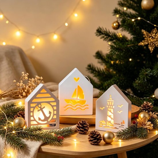 Mallen Huis, Vuurtoren & Anker, Gietmallen Zomer Decoratie - 4 Flexibele Mallen met Gladde Binnenkant voor Makkelijk Ontmolden. Met anker, Herbruikbaar. Voor Hars, Zeep, Kaarsen en Gips — afbeelding 2