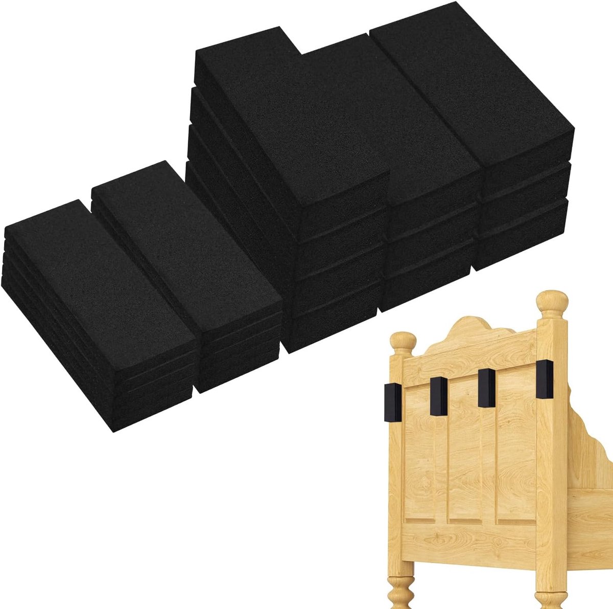 20 Stuks Hoofdbordstoppers voor Muur, Meubelwandbeschermers Bedwandvuller Hoofdbordvuller Wandbeschermers Bedstopper Bedwandbumper voor Meubelwandhoofdbord (Zwart)