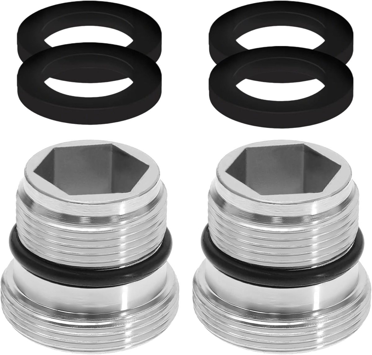 Pakket van 1 kraanadapter, kraanadapter M18 naar M22 schroefdraadconverter met zwarte rubberen afdichting, metalen waterkraanadapter